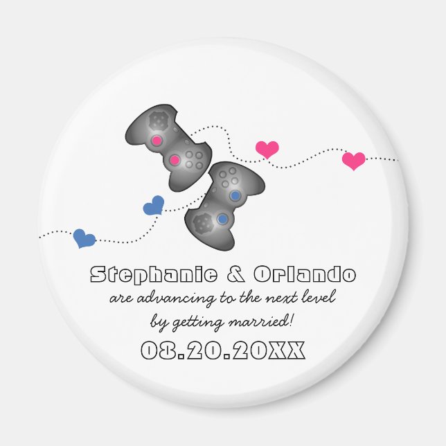 Geeky Gamers Save the Date Magnet (Devant)