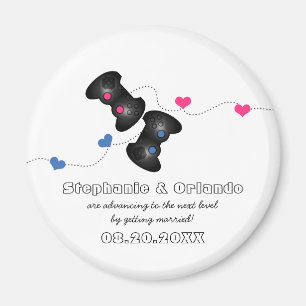 Geeky Gamers Save the Date Magnet Dark (bleu/rose)