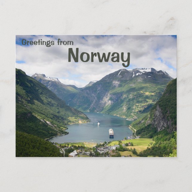 Geiranger fjord salue carte postale (Devant)