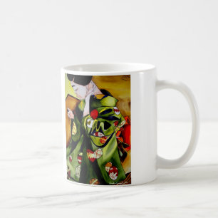 Geisha avec mug kimono vert olive