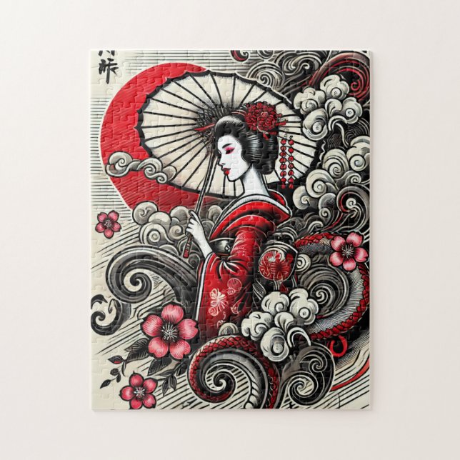 Geisha Elegance Jigsaw Puzzle (Vertical)