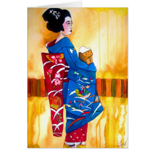 Geisha japonais avec kimono bleu