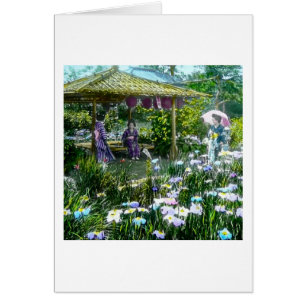 Geisha se reposant dans des jardins de Horikiri