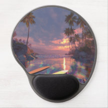 Tapis de souris Piscine Coucher de Soleil Tropical