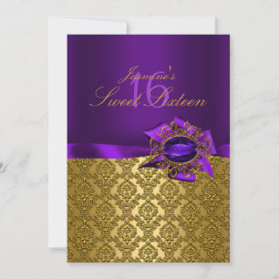 Gem & Bow Purple Sweet 16 Invitation