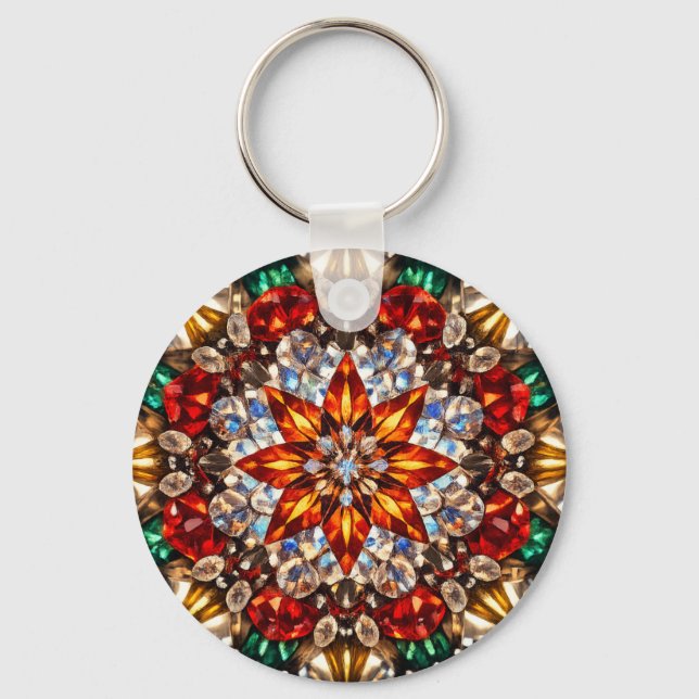 Gem Kaleidoscope Mandala – Porte-clés scintillant (Recto)
