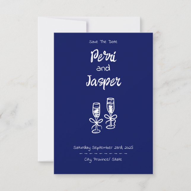 Gem & stylo Enregistrer la date Royal Blue (Devant)