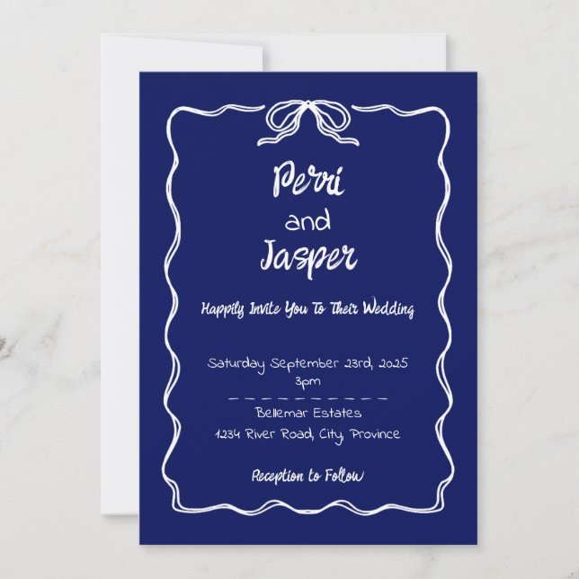 Gem & Stylo Faire-part de mariage Royal Blue (Devant)