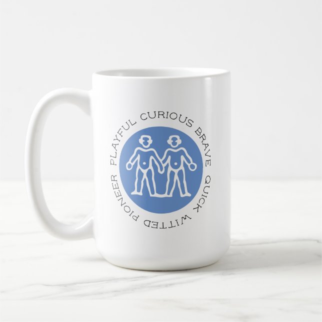 Gémeaux Bleus Cute Traits Zodiac Mug (Gauche)