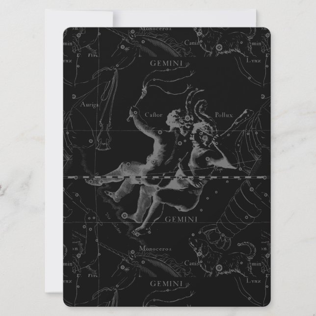 Gemini Constellation Map Engraving par Hevelius (Devant)