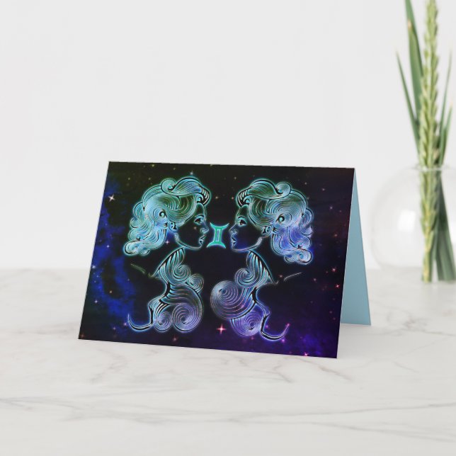 gemini les jumeaux zodiac carte de voeux (Devant)