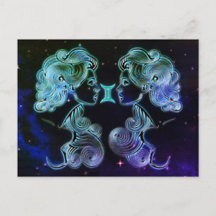 gemini les jumeaux zodiac carte postale