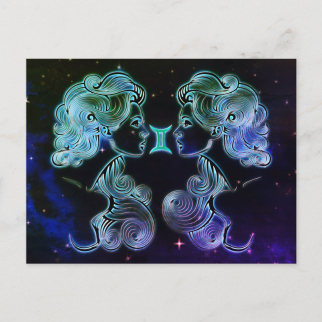 gemini les jumeaux zodiac carte postale (Devant)