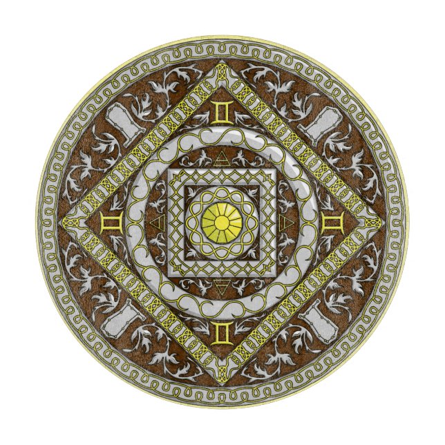 Gemini Mandala Planche à découper en verre (Devant)