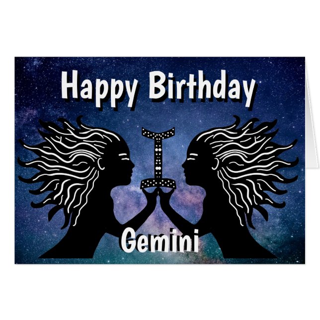 Gemini Symbol Happy Birthday Horoscope Zodiac (Devant horizontal)