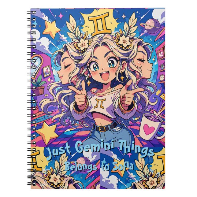 Gemini Zodiac Anime Girl Aesthetic Journal (Devant)