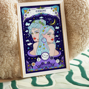 Gemini Zodiac Blue Poster - Versatile et Airy