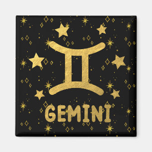 Gemini Zodiac Magnet noir et or