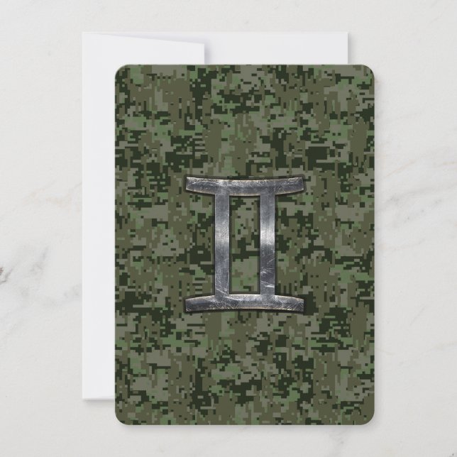 Gemini Zodiac Sign on Green Digital Camo (Devant)