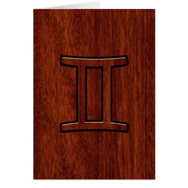 Gemini Zodiac Sign on Mahogany Wood Style (Devant)