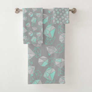 Gemme géométrique moderne Motif Gris & Aqua