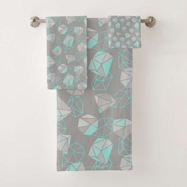 Gemme géométrique moderne Motif Gris & Aqua (En situation)
