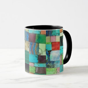 Gemstone Inlay Look Mosaic Mug Turquoise Opale