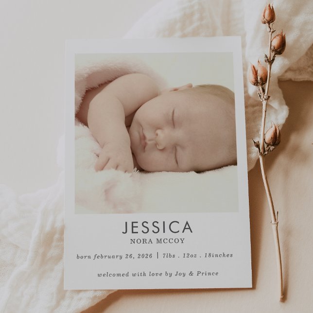 Gender Neutral Photo Baby Announcement Card (Créateur téléchargé)