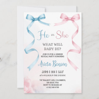 gender reveal invitation card with pink Invitation