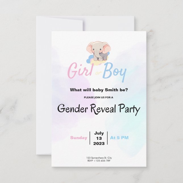 Gender Reveal Party & Baby Shower Invitation (Devant)