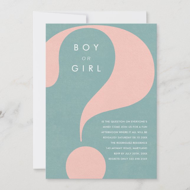 Gender Reveal Party Boy or Girl Invitation (Devant)