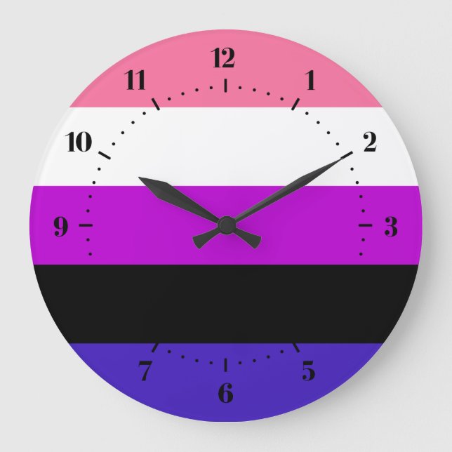 Genderqueer Fierté drapeau Grand Horloge (Recto)