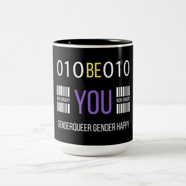 Genderqueer non binaire Happy Coffee Mug (Centre)