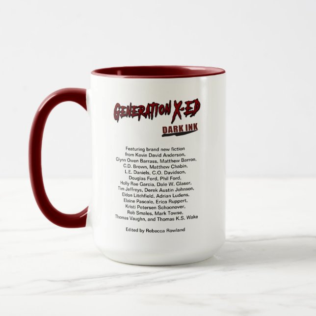 Génération X-ed 15 oz tasse avec nom d'auteur (Gauche)