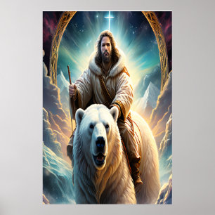 (Généré par AI ) Jésus sur une affiche d'ours pola