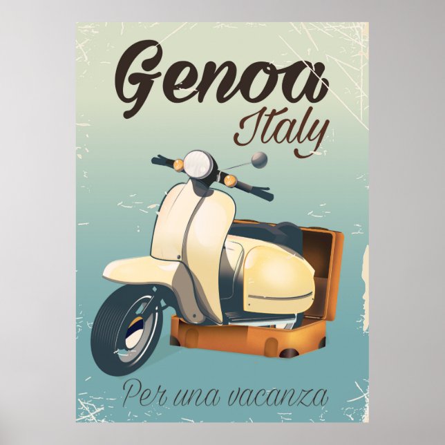 Gênes Italie Pour un poster vintage de vacances (Devant)
