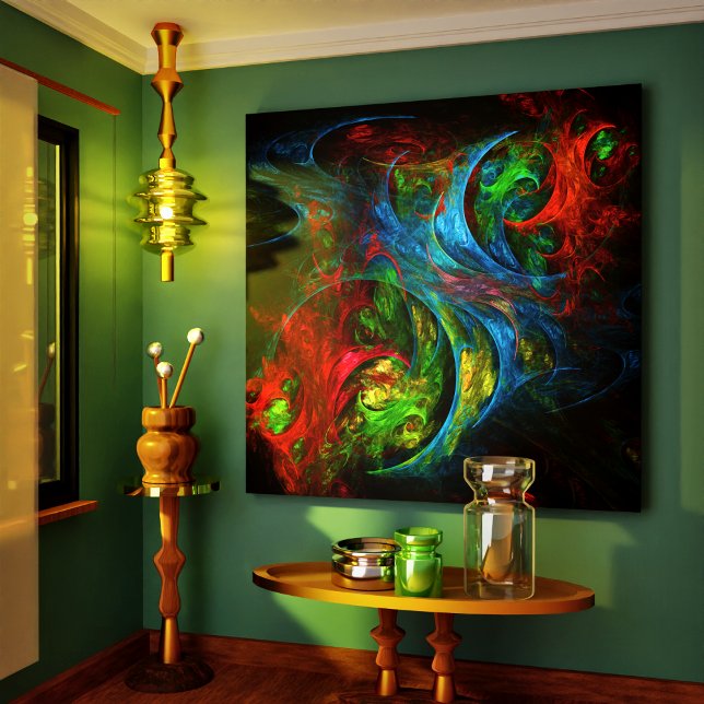 Genèse Bleu Art Abstrait Enveloppé Toile Imprimer (Genesis Blue Abstract Art Wrapped Canvas Print)