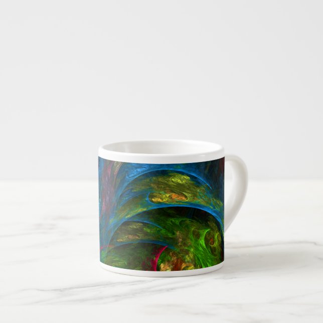 Genèse Blue Art Abstrait Espresso Mug (Devant droit)