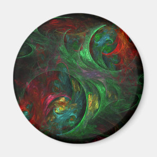 Genesis Green Abstrait Art Round Magnet