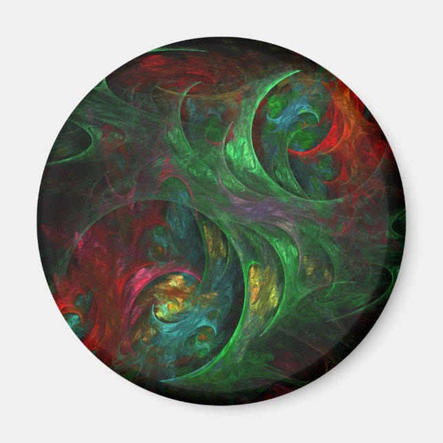 Genesis Green Abstrait Art Round Magnet (Devant)
