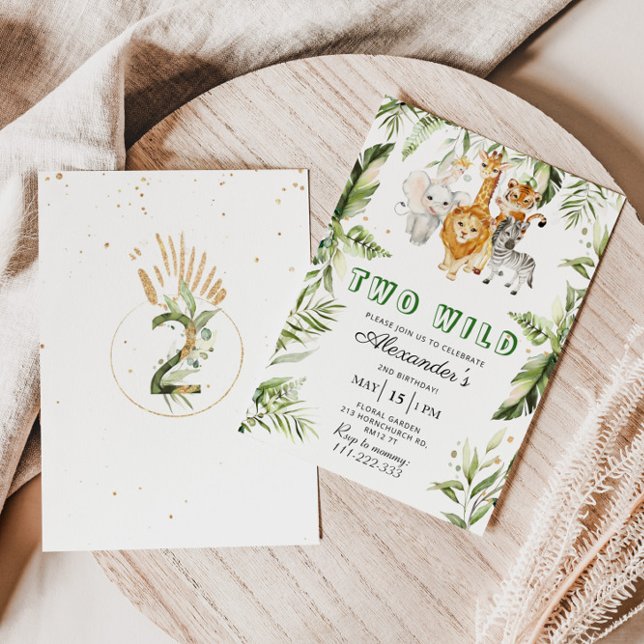 Genre neutre Deux safari sauvage invitation annive (Créateur téléchargé)