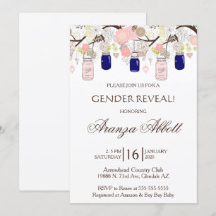 Genre Reveal Mason Jars Baby shower Invitation