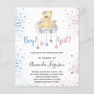 Genre révéler baby shower ours en peluche bleu ros