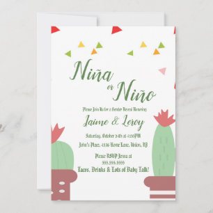 Genre Révéler Cactus Niña Niño Fiesta Invitation