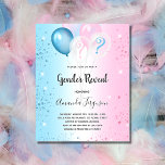 Genre révéler la fête rose bleu garçon invitation<br><div class="desc">Pour un baby shower de révélation de genre, Un arrière - plan de dégradé bleu et rose. Décoré de parties scintillant et de ballons bleus, roses et blancs. Personnalisez et ajoutez le nom de la mère à être et les détails de la fête. Le nom et le texte : Révélation...</div>