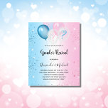 Genre révéler la fête rose bleu garçon invitation<br><div class="desc">Pour un baby shower de révélation de genre, Un arrière - plan de dégradé bleu et rose. Décoré de parties scintillant et de ballons bleus, roses et blancs. Personnalisez et ajoutez le nom des parents et les détails de la fête. Le nom et le texte : Révélation de genre sont...</div>