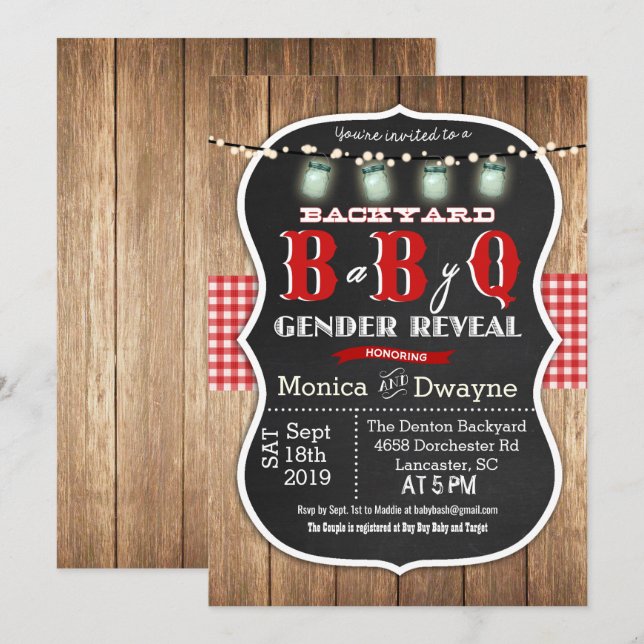 Genre Revey Baby Q BBQ Invitation (Devant / Derrière)