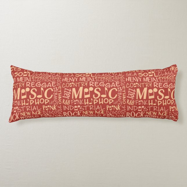 Genres de musique Word Collage corps coussin (Devant)
