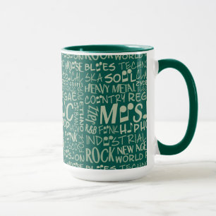 Genres de musique Word Collage de tasses