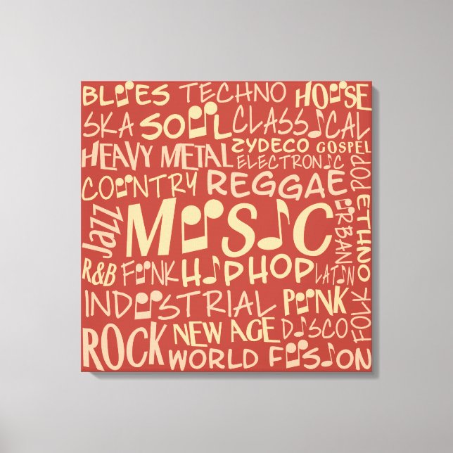 Genres de musique Word Collage papier de toile (Recto)